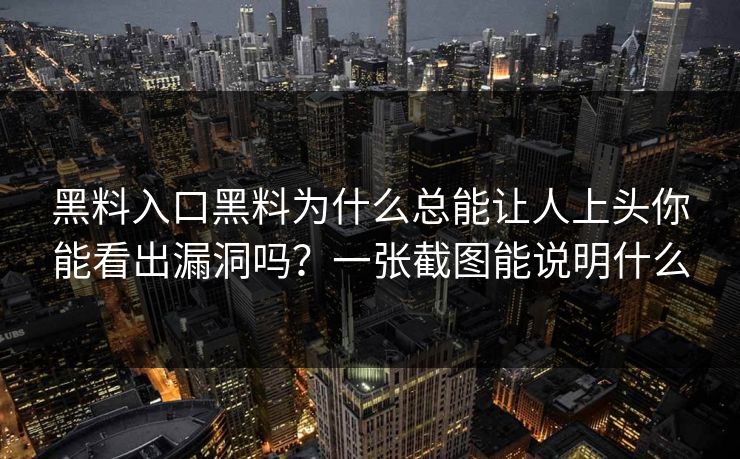 黑料入口黑料为什么总能让人上头你能看出漏洞吗？一张截图能说明什么