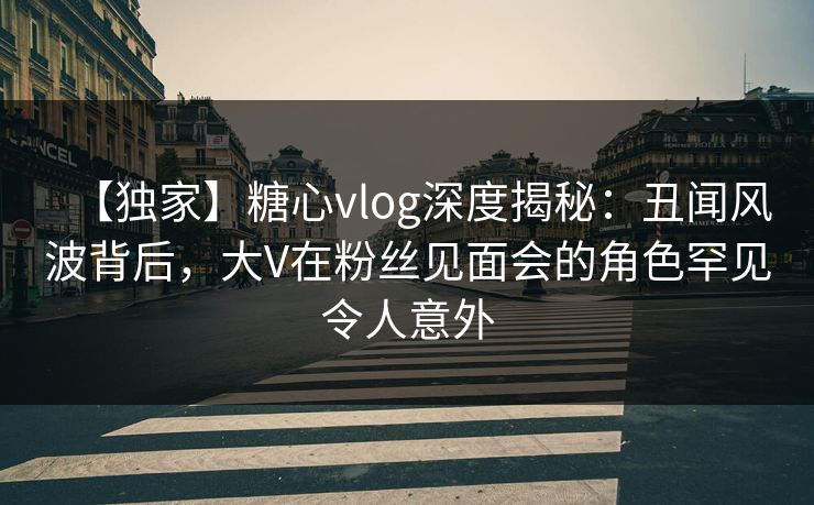 【独家】糖心vlog深度揭秘：丑闻风波背后，大V在粉丝见面会的角色罕见令人意外